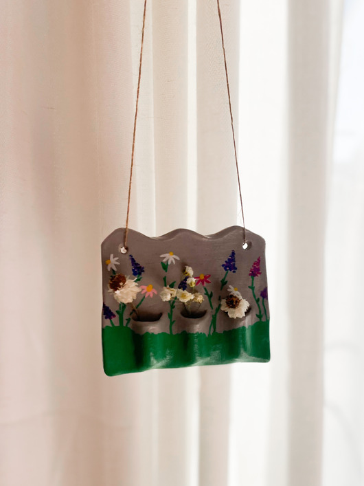 Ozdoby na ścianę Dekoracja ścienna wazon z gliny suszone kwiaty