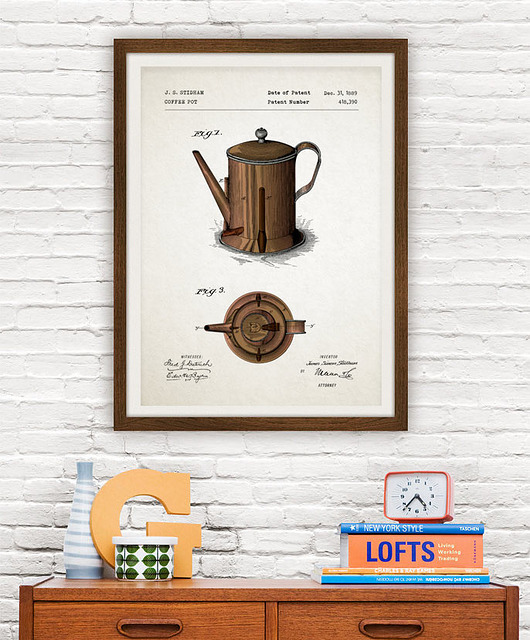plakaty Dzbanek do kawy - patent - plakat 50x70 cm