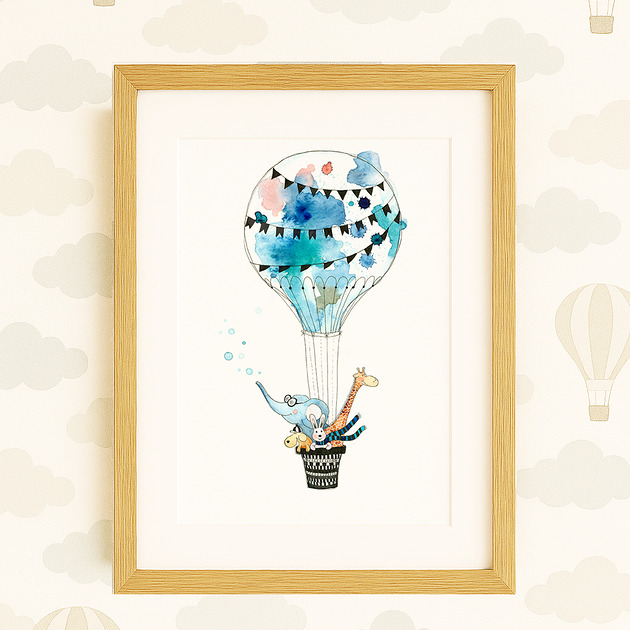 obrazy i plakaty do pokoju dziecięcego Balonowa przygoda, A4