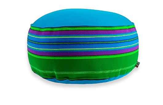 Pufa wełniana folk 80cm zielono-turkusowa folka