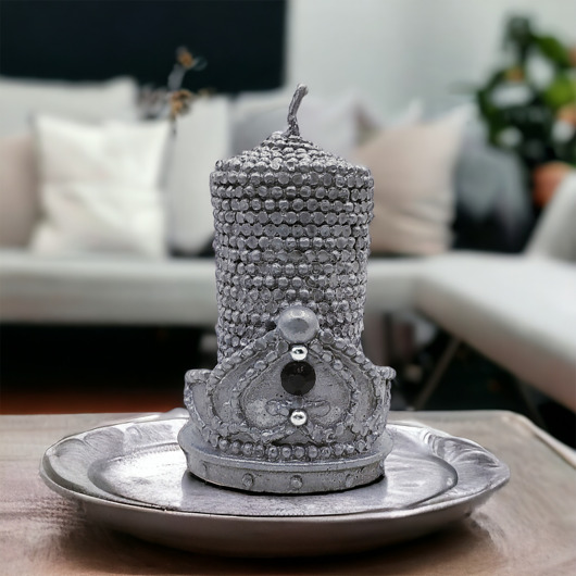 świeczniki i świece Srebrna świeca intencyjna NEUTRALIZACJA z wosku pszczelego