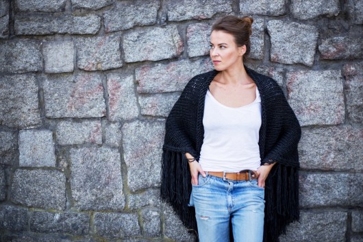 Classic Triangle Fringe Scarf - Anthracite Nudakillers