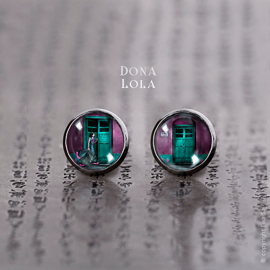 kolczyki szklane Dona Lola, mini wkręty