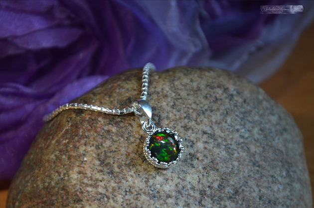 wisiory Opal czarny Welo UNIKAT Wisiorek Srebro