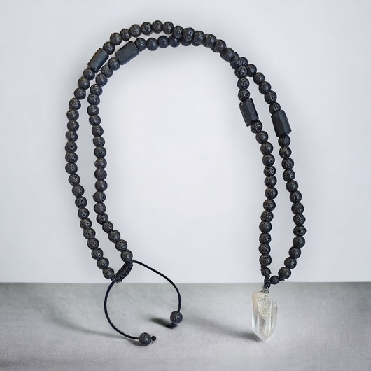 biżuteria męska UNIKAT : oczyszczenie, ochrona, energia : KRYSZTAŁ, TURMALIN, LAWA