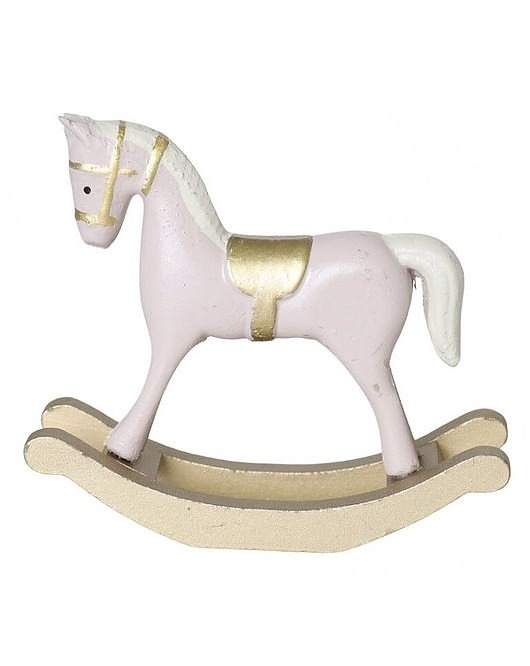 dekoracje świąteczne Konik na Biegunach Dekoracja Świąteczna Beżowa 38 cm