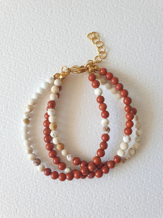 bransoletki z kamieni naturalnych Bransoletka TRIO jaspis czerwony, howlit