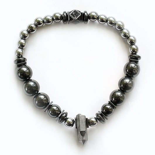 bransoletki z kamieni naturalnych Unisex Kwarc tytanowy, hematyt- Odwaga i prawda