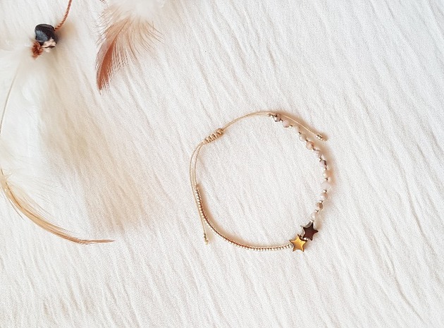bransoletki na sznurku Bransoletka LOVE STARS Opal Różowy