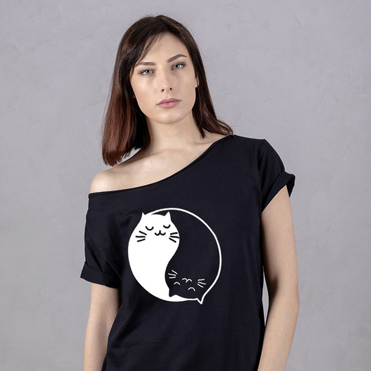 S-XXL Kociaki Krótki czarny Oversize ONE MUG A DAY
