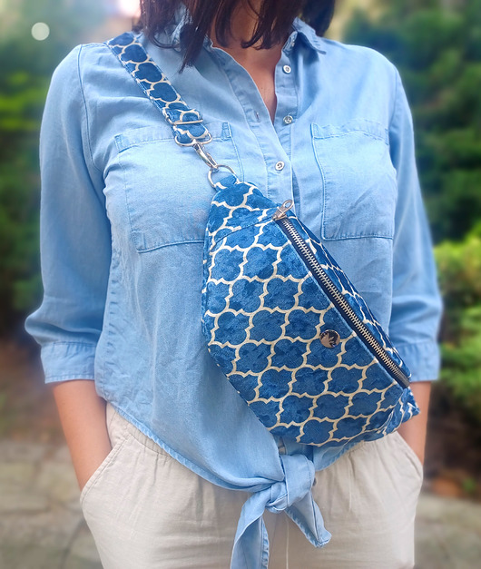 saszetka nerka Nerka welurowa Morocco Blue