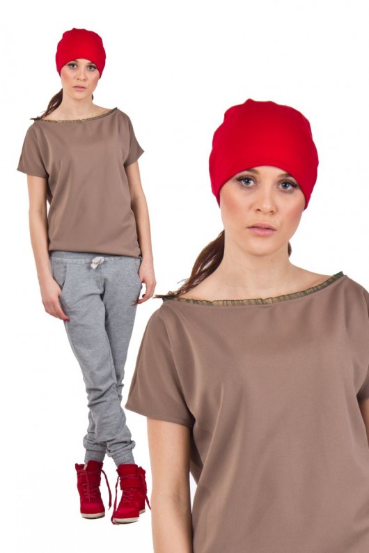 Beżowy t-shirt oversize Lambear