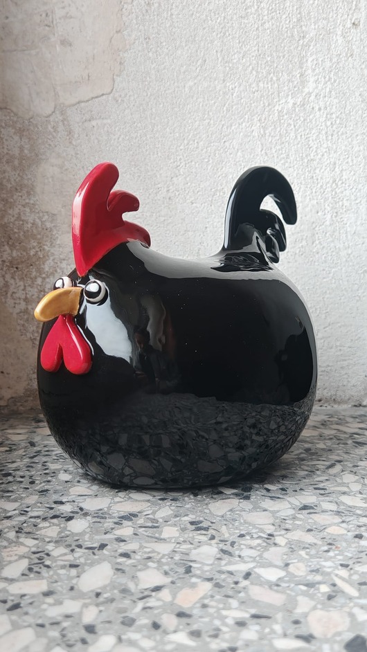 dodatki - różne Czarny kogut ceramiczny na Wielkanoc