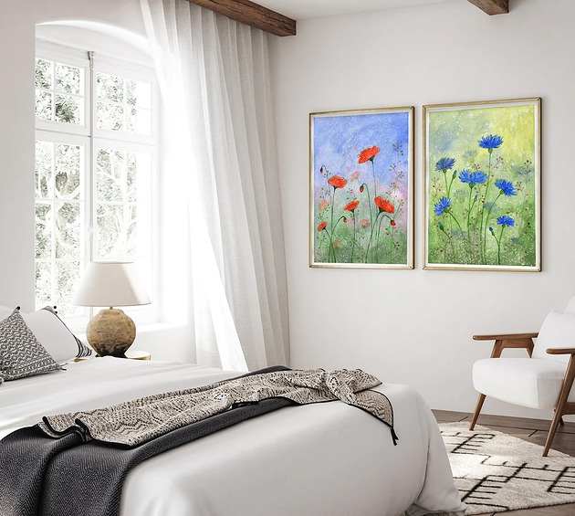 grafiki i ilustracje Zestaw 2 prac. Maki i chabry