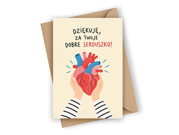 kartki okolicznościowe - wydruki Kartka okolicznościowa- Dziękuję za Twoje dobre serduszko!