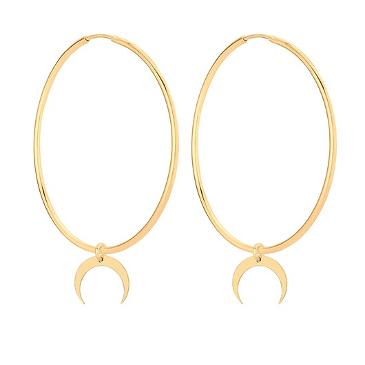 kolczyki srebrne Złote kolczyki duże koła z księżycami