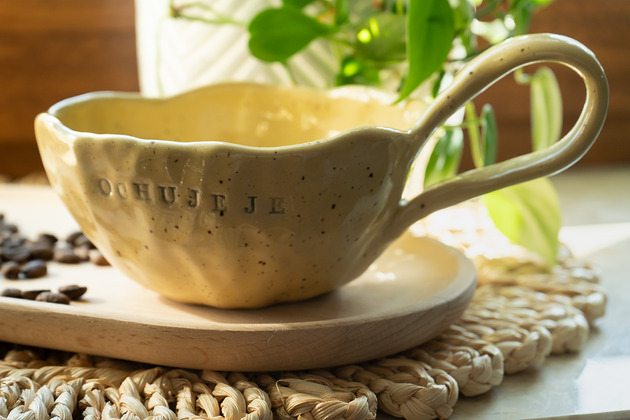 filiżanki Filiżanka ceramiczna handmade z napisem