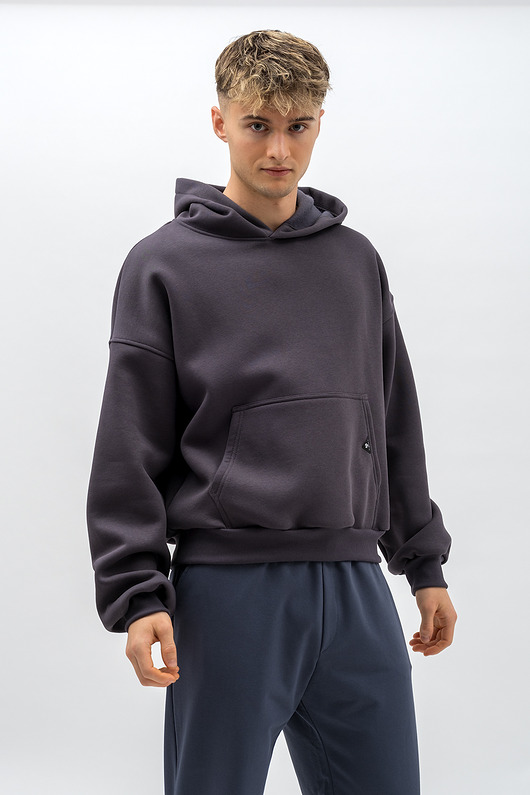 bluzy męskie Bluza z kapturem ciepła męska  ,,HALIL" grafit