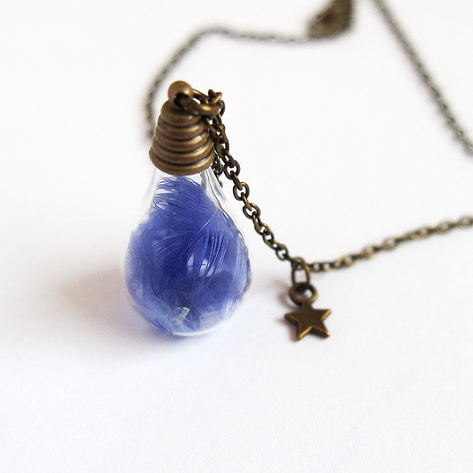 wisiory Naszyjnik - Indygo piórko