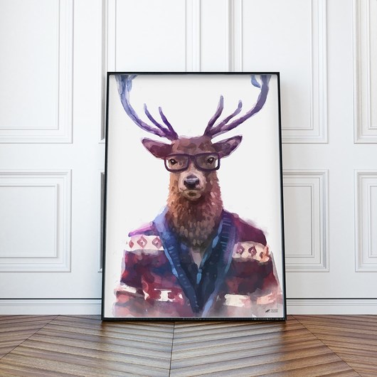Grafika / Plakat "Hipsterski Jeleń" 50x70 WzoryKolory