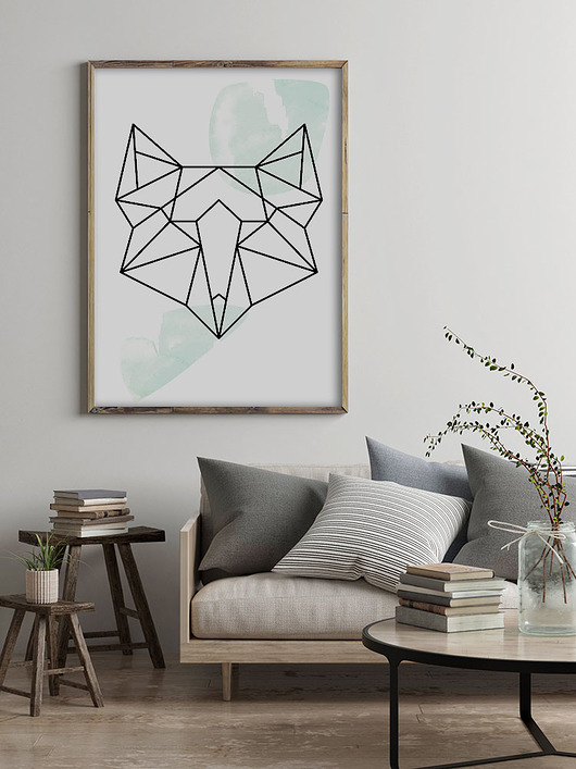 Geometryczne zwierzęta plakat obraz Lis Bajkowe Obrazki