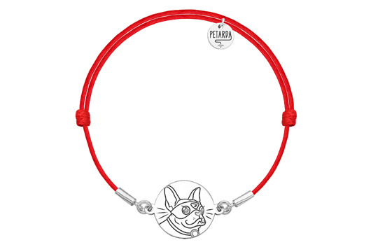 Srebrna bransoletka na sznurku buldog bohater Petarda Design
