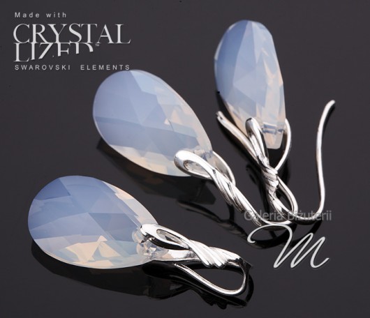 Komplet kryształ Swarovski Migdał Opal mellody