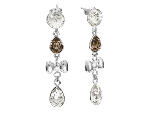 Srebrne kolczyki Swarovski wiszące białe kryształy KOM Biżuteria