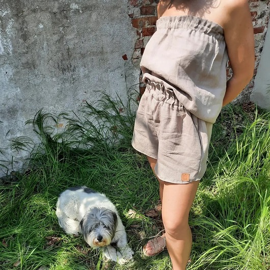 topy damskie Top lniany gładki handmade