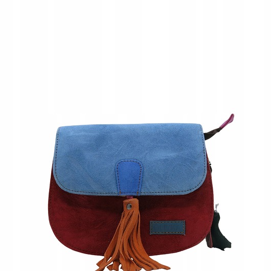 torby na ramię Torebka listonoszka zamszowa damska regulowany pasek kolorowa OLIVKA