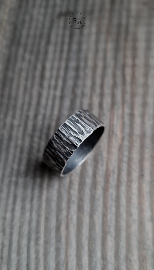 biżuteria męska SREBRO masywna obrączka TUNDRA oksydowana