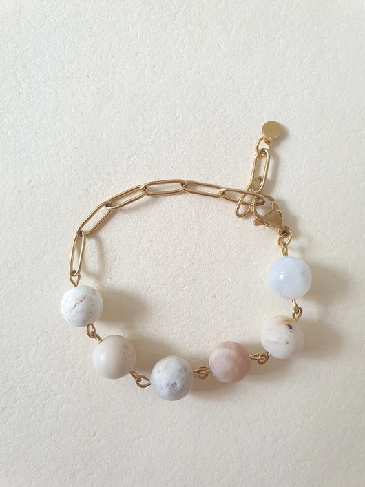 bransoletki z kamieni naturalnych Bransoletka KULKA 6 , kamień księżycowy, słoneczny, kamień rzeczny, howlit