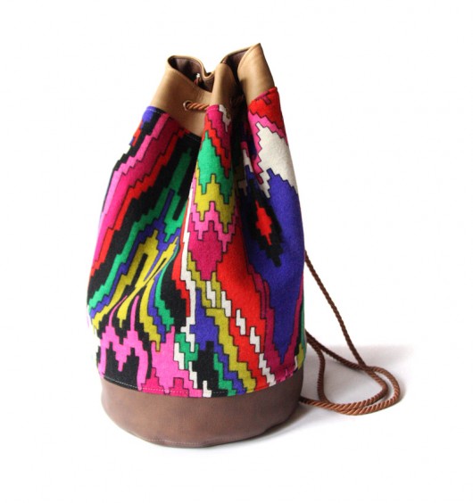  worek plecak - beige&chocolate&colorful - elfagado