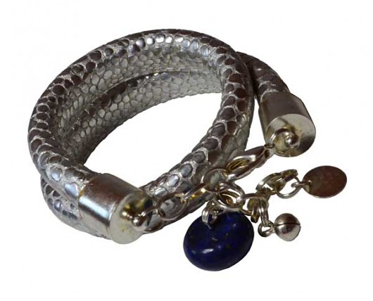 Bransoletka - Silver Snake with Blue Kat of Colours