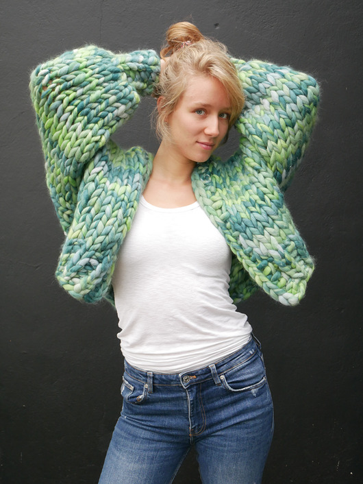 kardigany damskie Kolorowy krótki sweter kardigan  organic merino