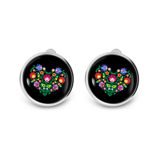 klipsy Klipsy - Serce folkowe czarne