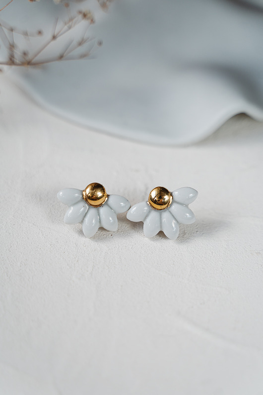 kolczyki ceramiczne Kolczyki porcelanowe ze złotem DAISY