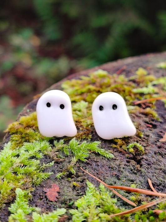 kolczyki z masy plastycznej Kolczyki duchy, akcesoria na halloween, biżuteria do stroju na halloween