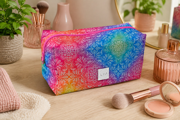 kosmetyczki Kosmetyczka damska duża wodoodporna etui kuferek organizer mandala tęczowa
