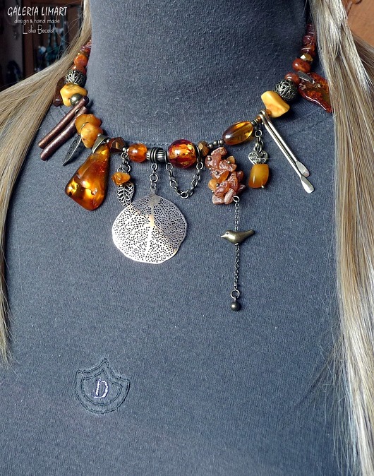 kolie Bursztyn inaczej Naszyjnik unikatowy handmade Luksusowy prezent. Elegancko