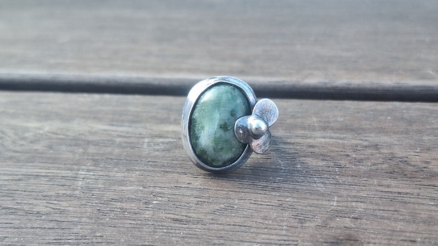 pierścionki - różne Jaspis z kwiatem - pierścionek regulowany