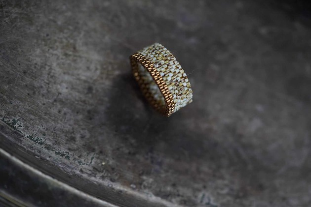 pierścionki - różne Pierścionek Beadingowy Gold Sand