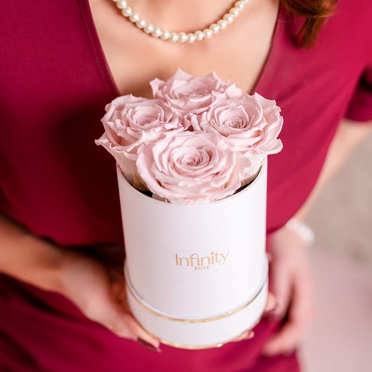 dodatki - różne Jasnoróżowe wieczne róże średni biały flower box Infinity Rose