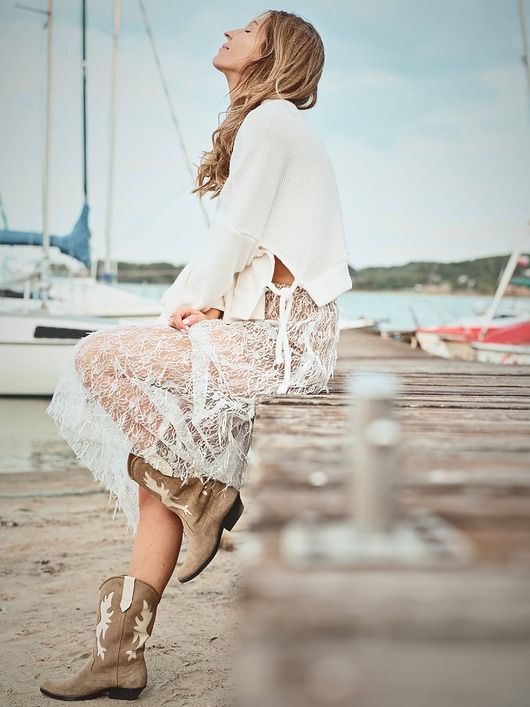 spódnice maxi Skinny Love White / koronkowa spódnica maxi