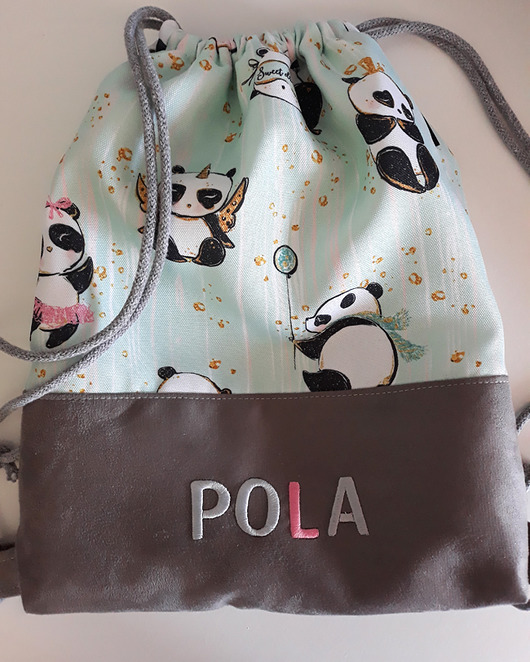 Worek/plecak w pandy + IMIĘ beautifulthings