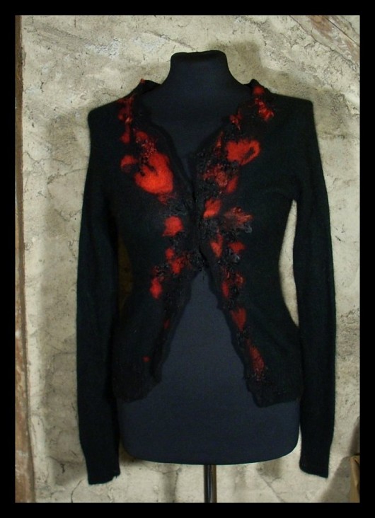 Jedwabnofilcowy Cardigan Sweterek:La Traviata filcant