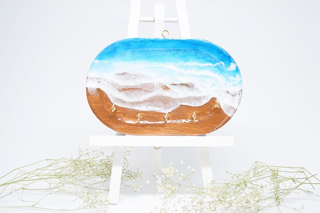 wieszaki Wieszak na klucze - ocean w drewnie