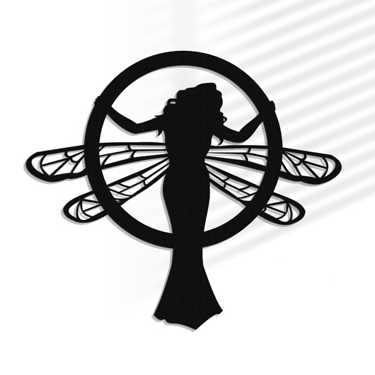 inne Dekoracyjny panel ażurowy, SECESJA, WOMAN DRAGONFLY, Dekoracja ścienna 3D, Or