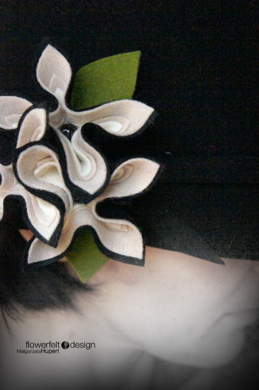Black Ecru Olive FlowerFelt Design