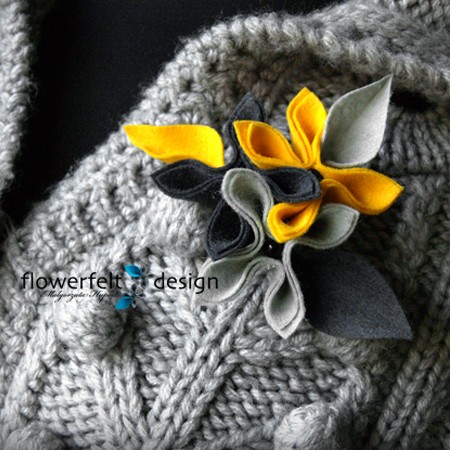 szarości z żółtym  FlowerFelt Design